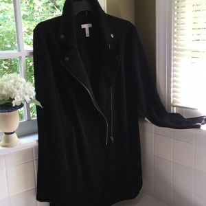 LEITH Long line Moto-type jacket. Blk. L.